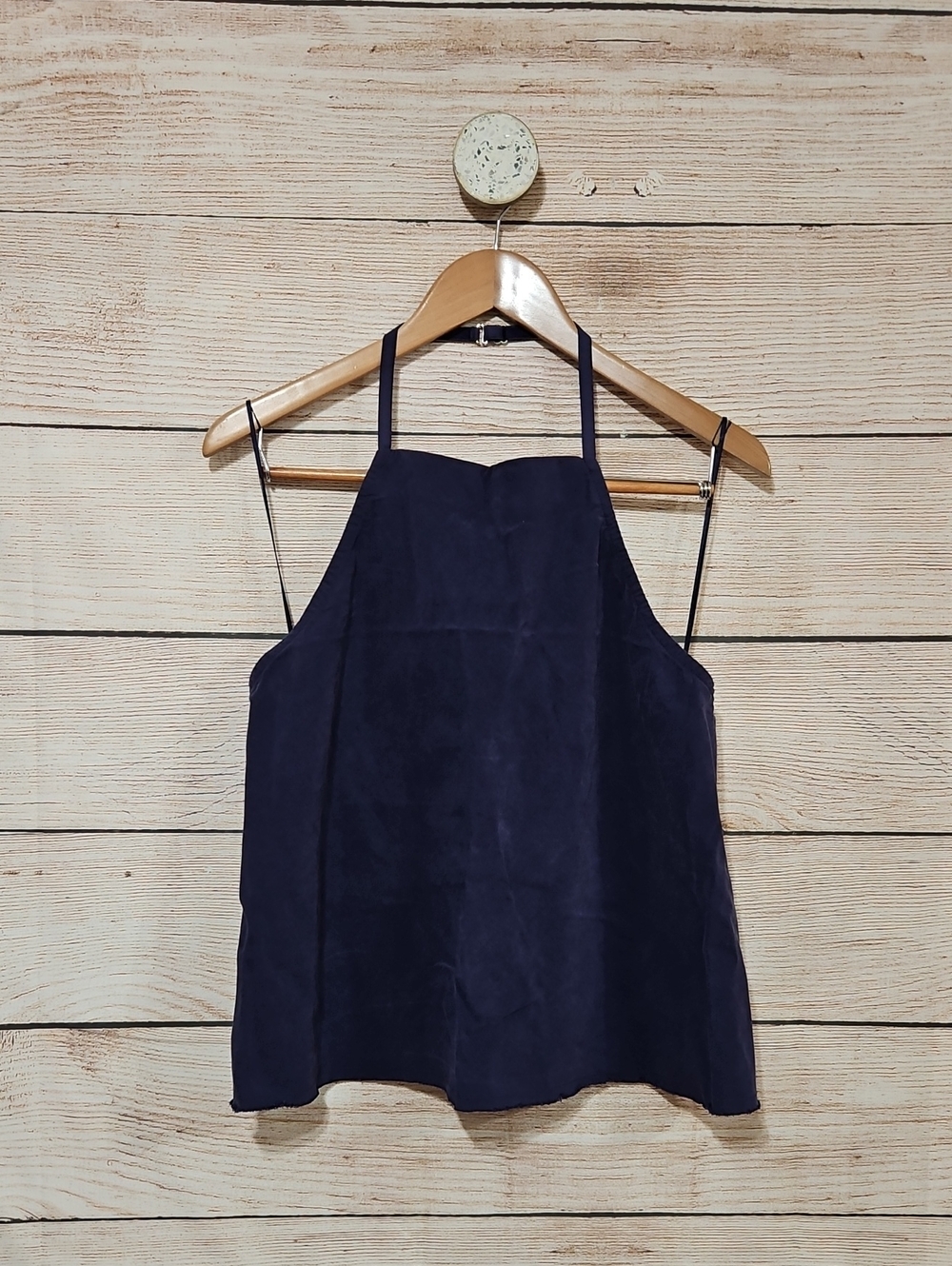 Mauve Women's Navy Halter Open Back Tank Top Large